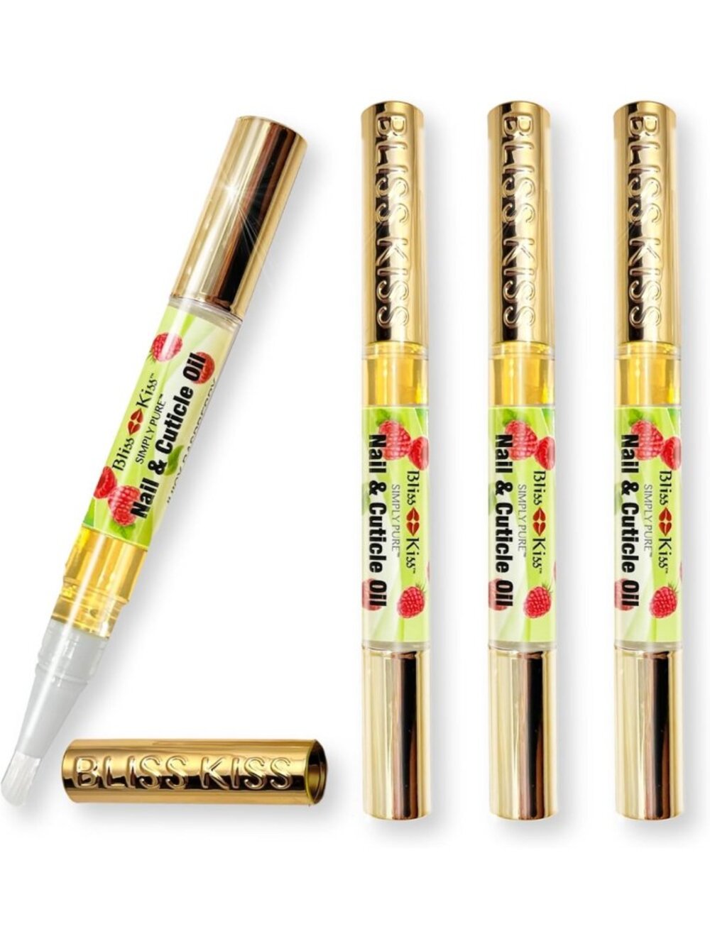 Nourishing Cuticle Oil Pens - Juicy Raspberry Scent, 4 Pack for Healthy Nails